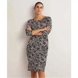 Boden Penny Jersey Floral Dress Black/Gray Size 14L